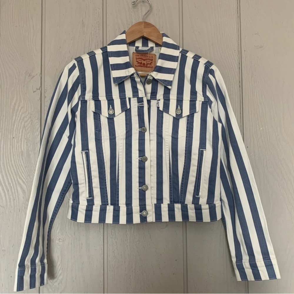 Striped Blue and White Women's Jacket